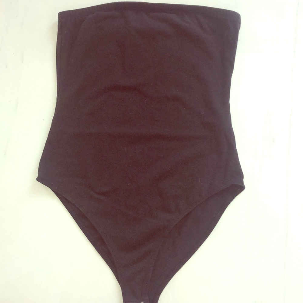 Forever 21 Black Strapless Cotton Bodysuit Size S